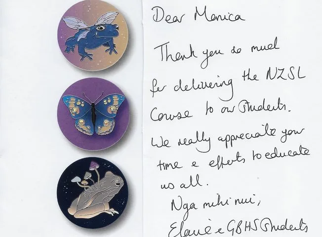 A handwritten thank-you note or card from a SignWest student