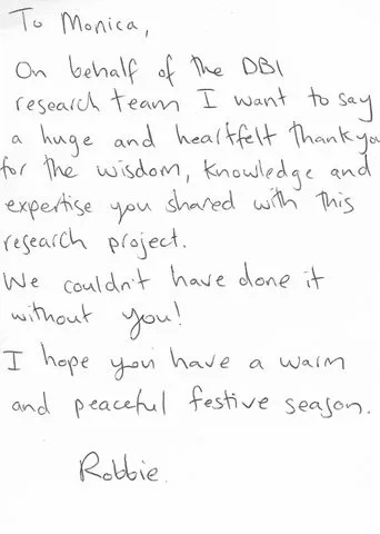 A handwritten thank-you note or card from a SignWest student